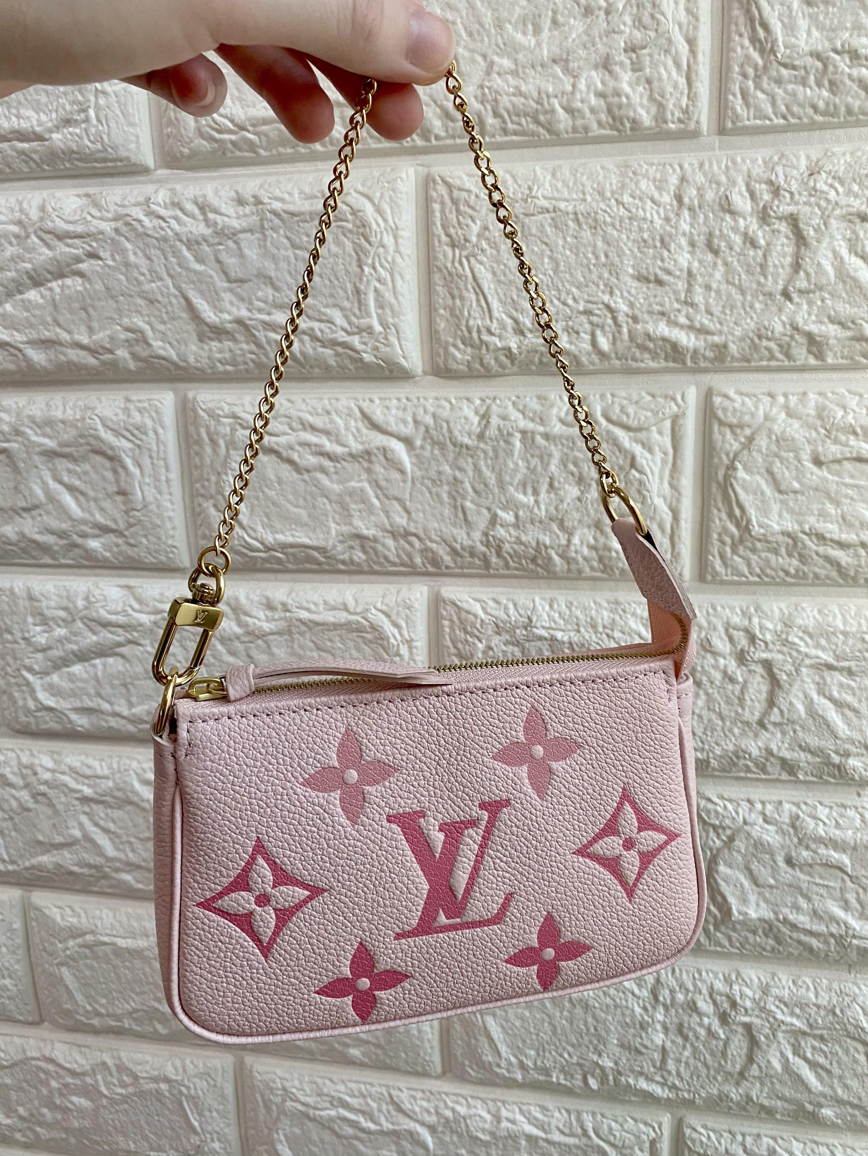 💯 Auth Louis Vuitton LV Bouton de Rose Pink & Damier Azur Mini