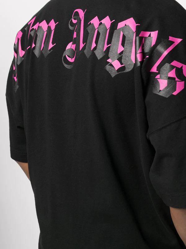 Palm Angels Double logo Mockneck Oversized Black Pink Tee, Men's Fashion,  Tops & Sets, Tshirts & Polo Shirts on Carousell