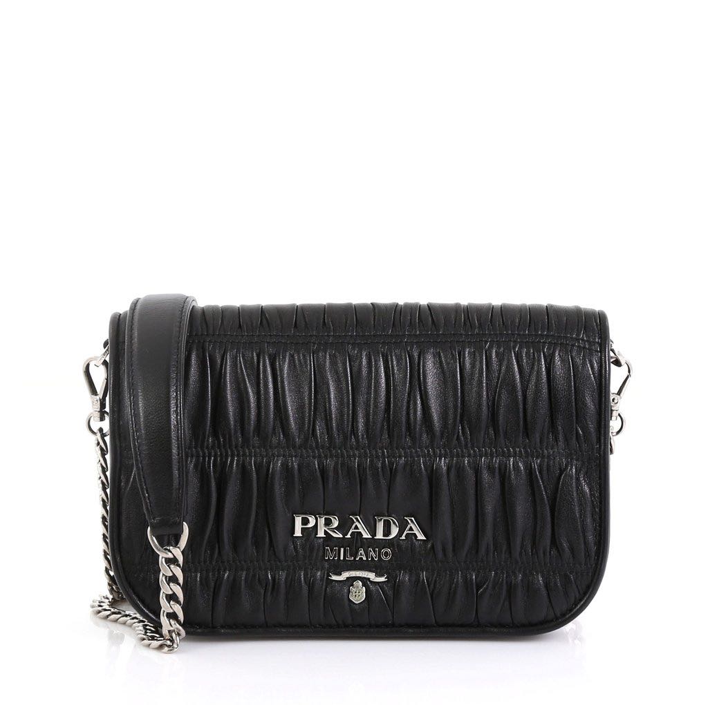 Prada, Bags, Prada Beige Nappa Gaufre Wallet On Chain