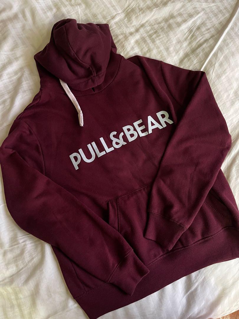 Hoodie pull and bear merah maroon clearance