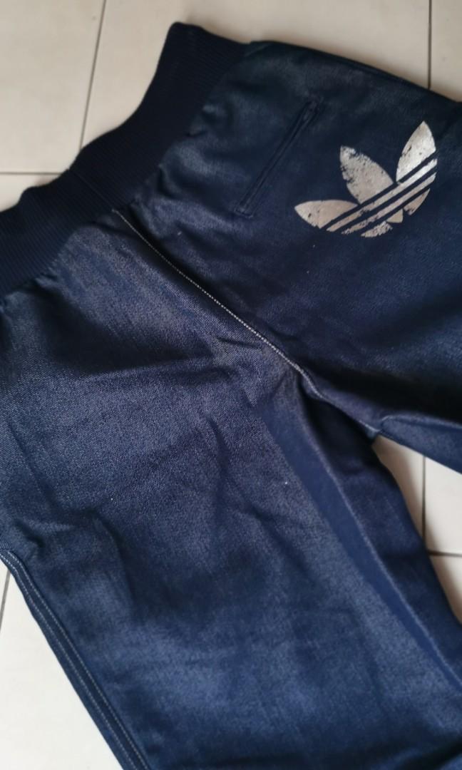 Adidas originals cuffed shop denim blue jeans