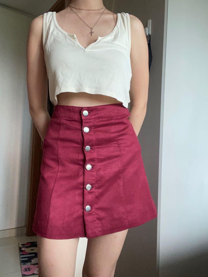H&m button store front skirt