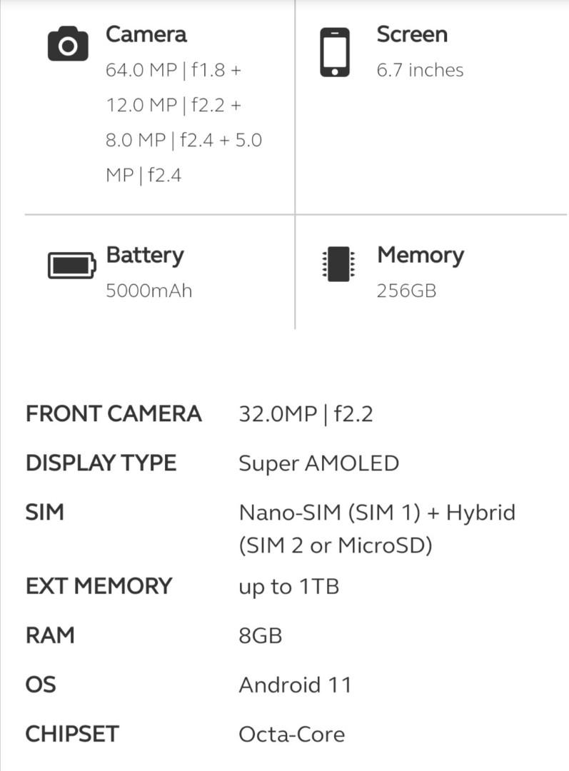 Samsung A72 256gb Blue (Category: Samsung) located in Makati City. Submitted by tuffbrat (Listing ID 1083094224, Image 3). Description: Brand new Globe lock in 1yr warranty with Samsung svc center Color Awesome Blue Memory 256gb Pls see photo for specifications.