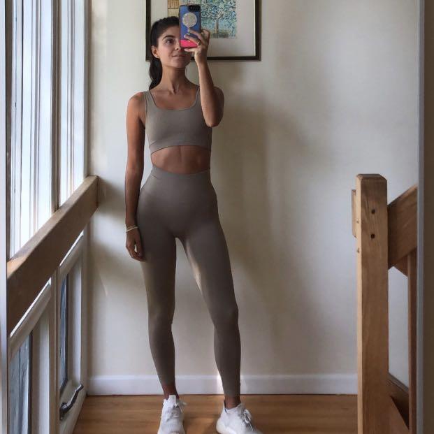 Tinx Closet on Instagram: “@itsmetinx wearing @setactive sand ribbed one  shoulder in sand ($65) and sculpt flex leggings in sand ($65)”