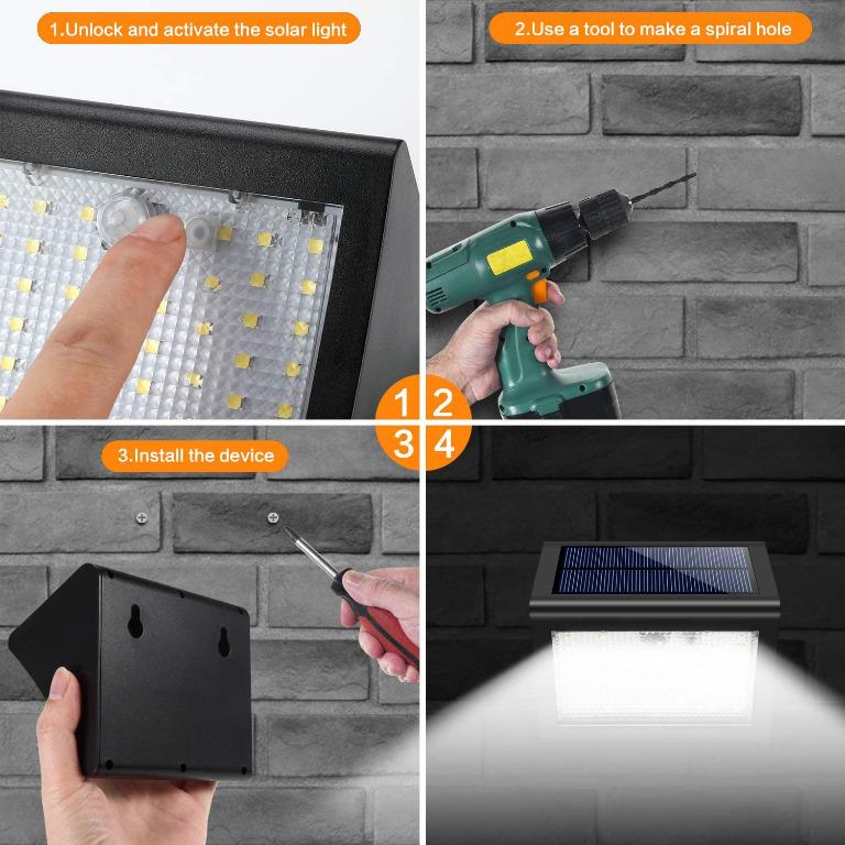 Solar Lights 60 Led Security, How To Install Outdoor Wall Lights