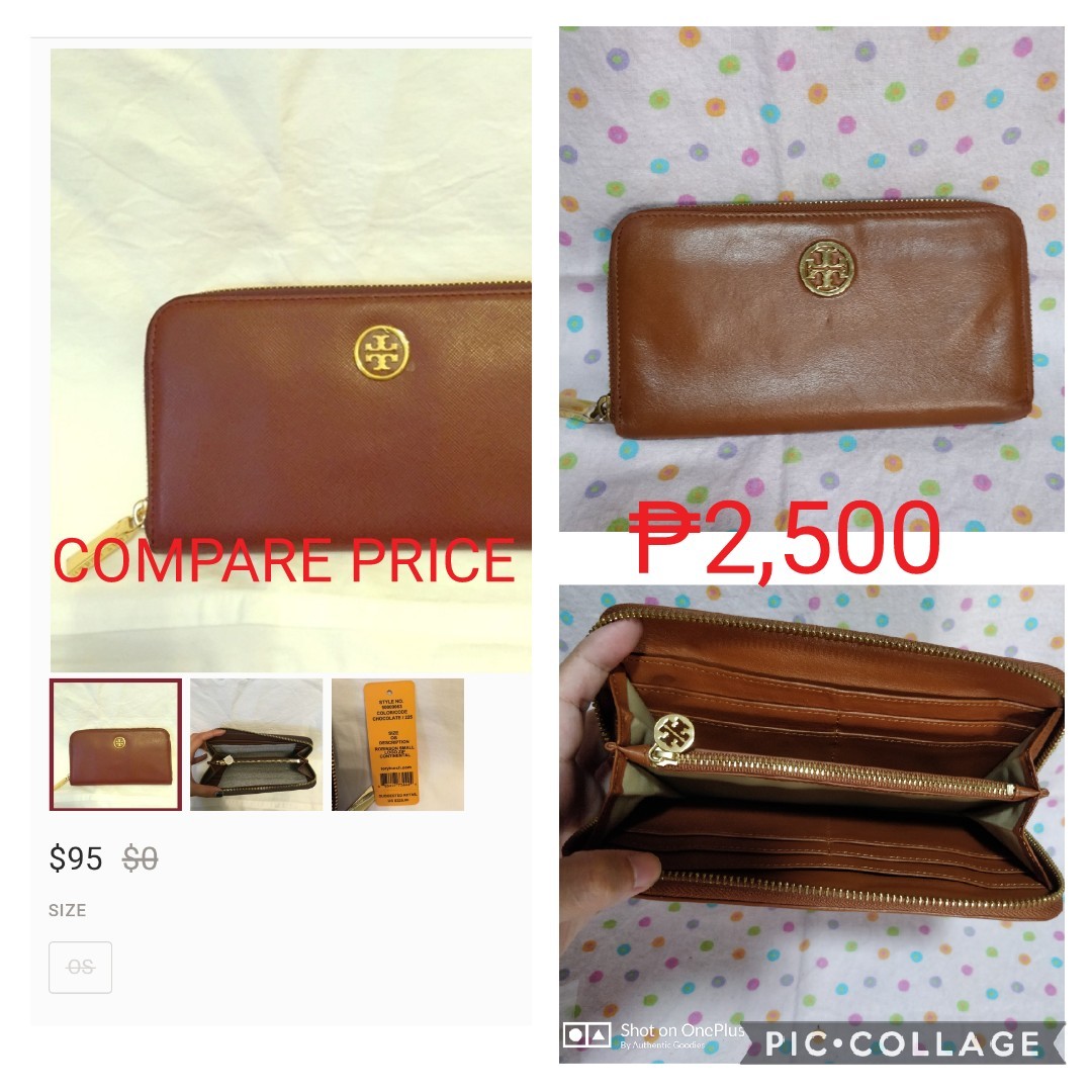 TORY BURCH DENA ZIP AROUND CONTINENTAL LEATHER LONG WALLET , Luxury, Bags &  Wallets on Carousell