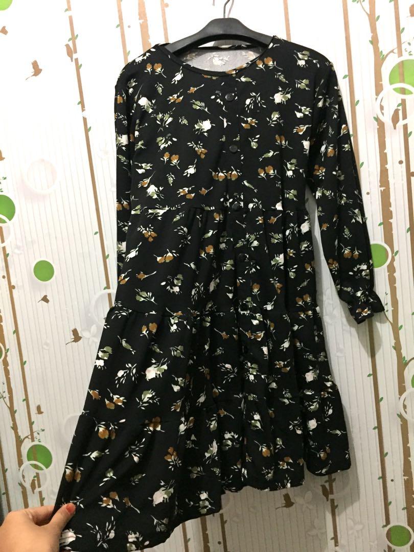 Tunik bunga2 hitam, Fesyen Wanita 