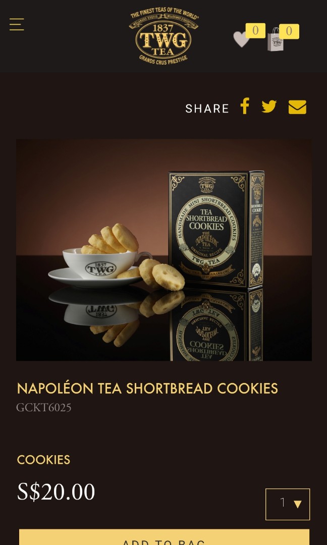 TWG Napolean Tea Shortbread Cookies, Food & Drinks, Packaged & Instant Food on Carousell