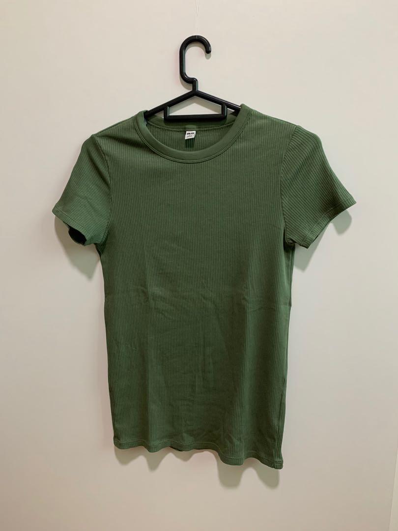 Uniqlo ribbed bra top forest muted green S, Women's Fashion, Tops,  Sleeveless on Carousell