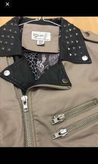 Vegan leather two tone studded jacket