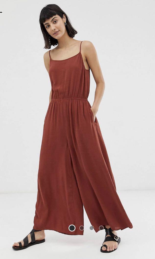 Weekday wide leg jumpsuit in rust