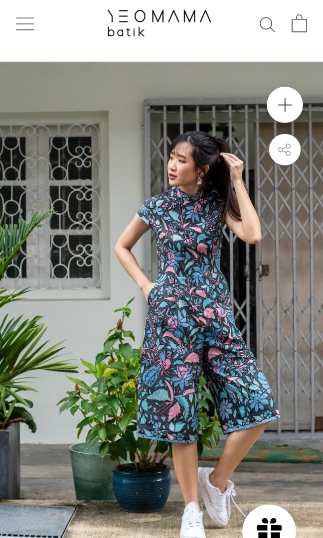 Yeomama Rhea Batik Cheongsam Jumpsuit in neon tropic