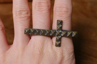 Antique Adjustable Christian Cross Double Rings