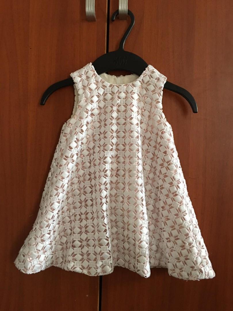 Baby Pinafore Dress Pink Cotton Gabardine with Faded Ivory Lily of the  Valley Print  DIOR CY