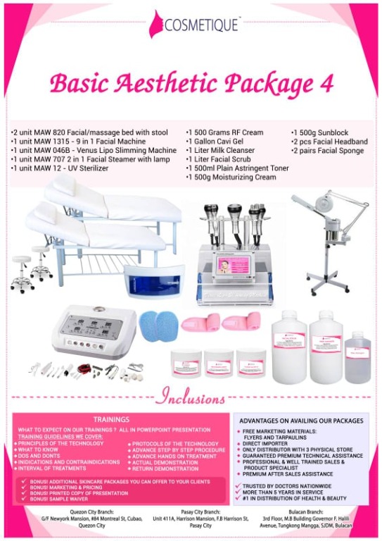Basic Aesthetic Starter Package 4 Facial Machine and Equipmets Free ...
