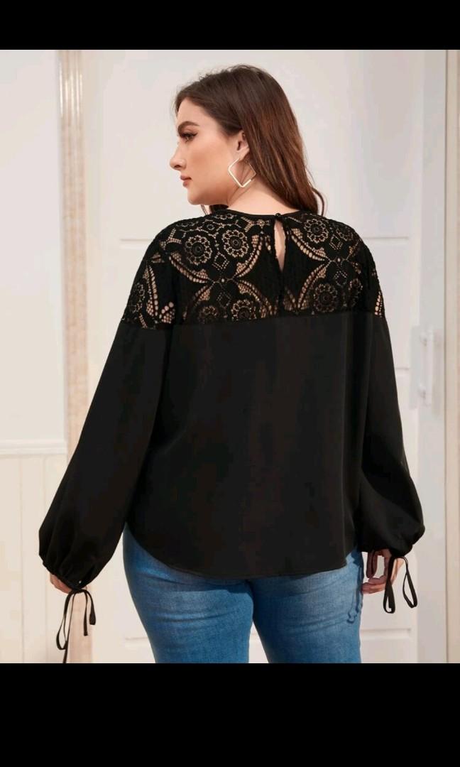 black lace plus size top