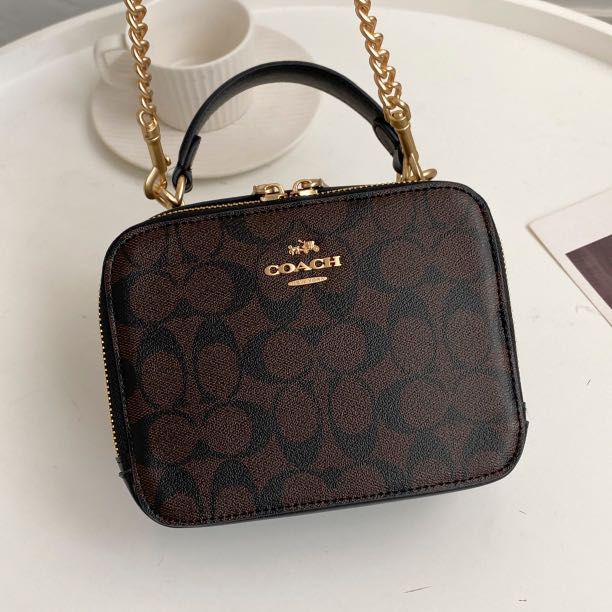 BOX CROSSBODY IN SIGNATURE CANVAS (COACH C3148), Women's Fashion, Bags