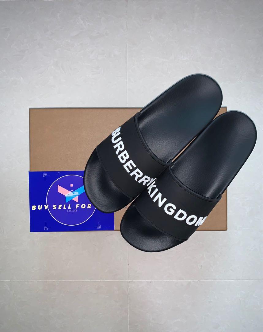 Burberry Classic Logo Slides, Men's Fashion, Footwear, Flipflops and Slides  on Carousell