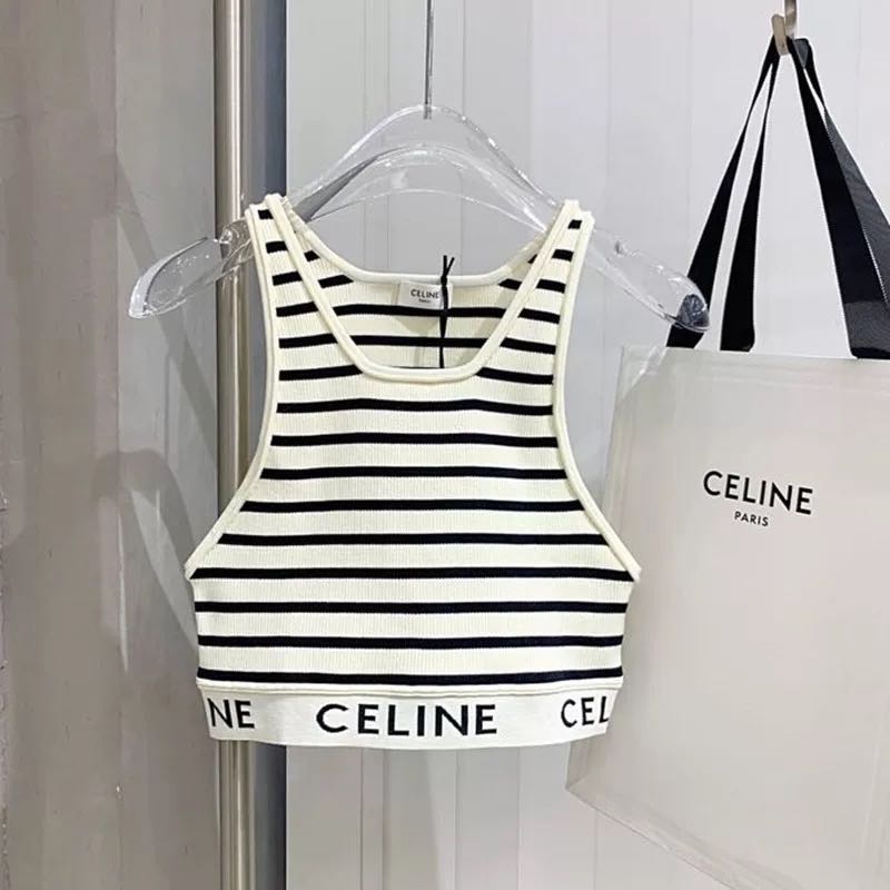 CELINE cropped top, Women's Fashion, Tops, Sleeveless on Carousell