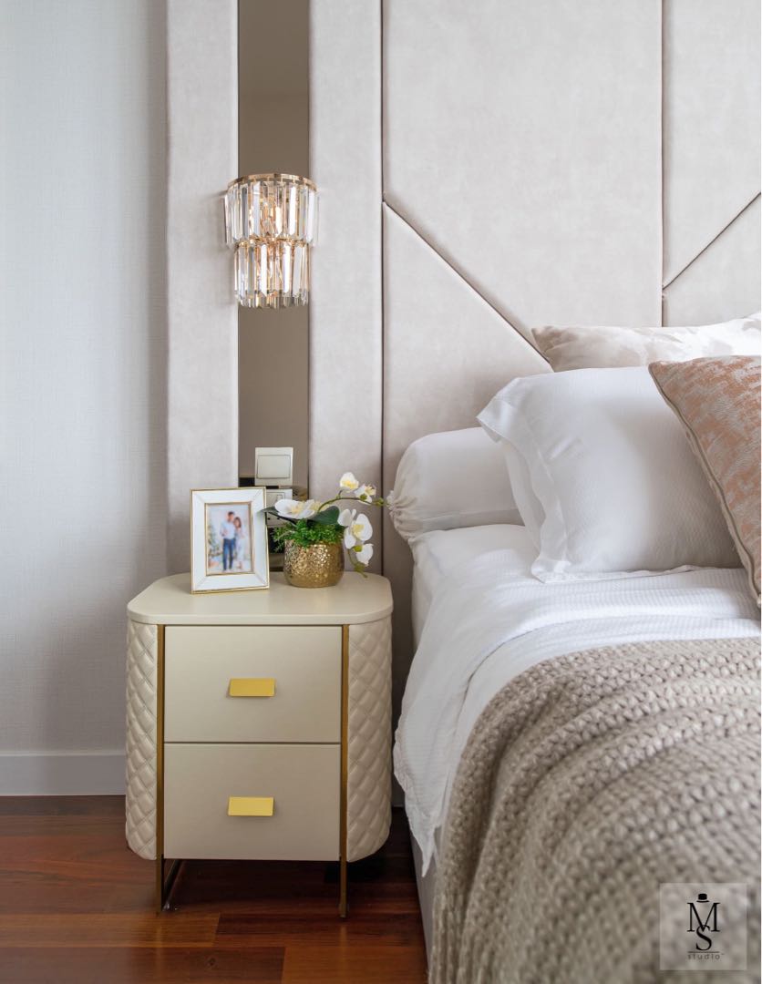 Cream and store gold bedside table