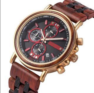 Custom made ebony wooden watch