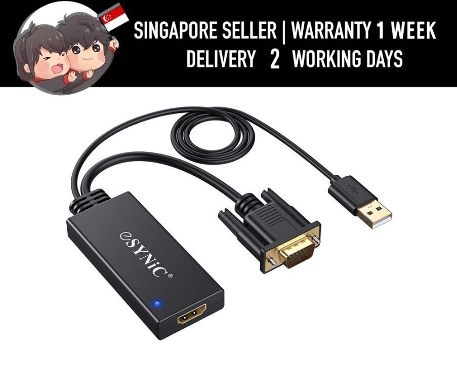 Projector HDMI to VGA Adapter 1080P Full HD Resolution for TV Stick etc. with 3.5mm Stereo Audio Male to Female 3.5mm Stereo Cable Included INassen VGA to HDMI Adapter Converter Computer 