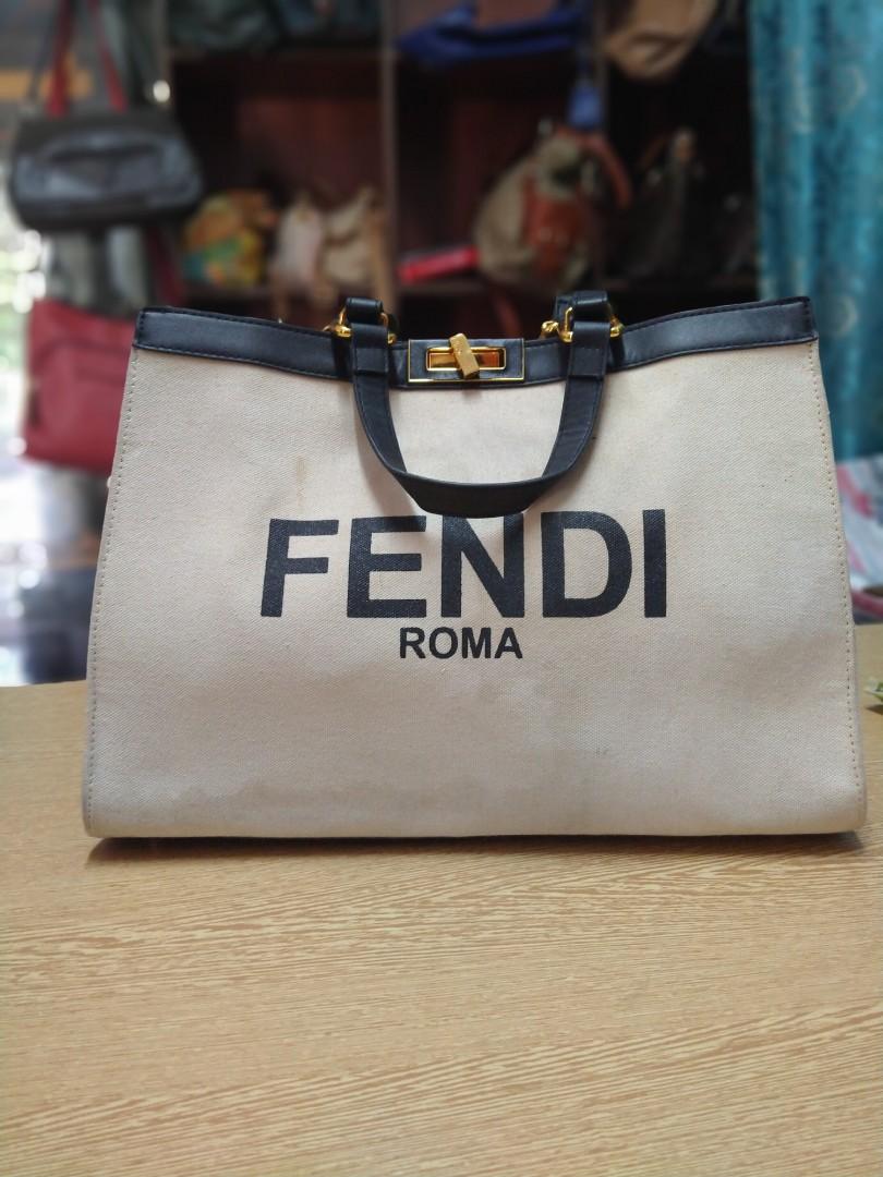 Fendi roma sales canvas tote