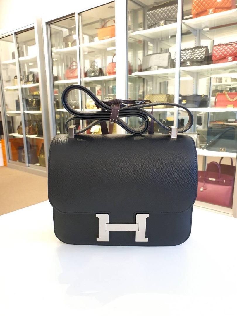 Hermes Constance 24 Black Epsom Stamp A Luxury Bags Wallets on