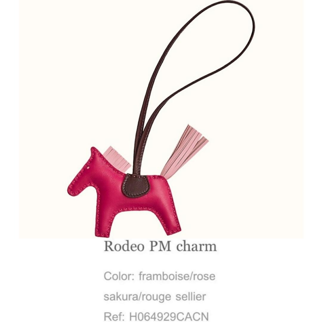 Hermes Pegasus Horse Rodeo Bag Charm PM Framboise/Rose Sakura/Rouge Sellier