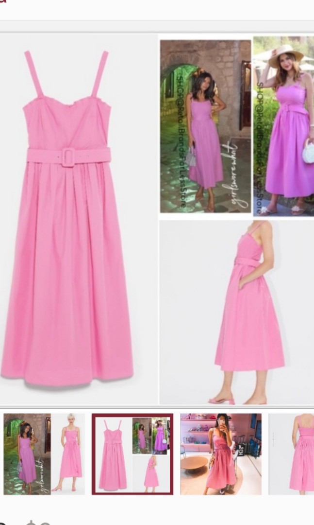 Inc pos BNWT Zara poplin belted barbie pink dress Women s Fashion