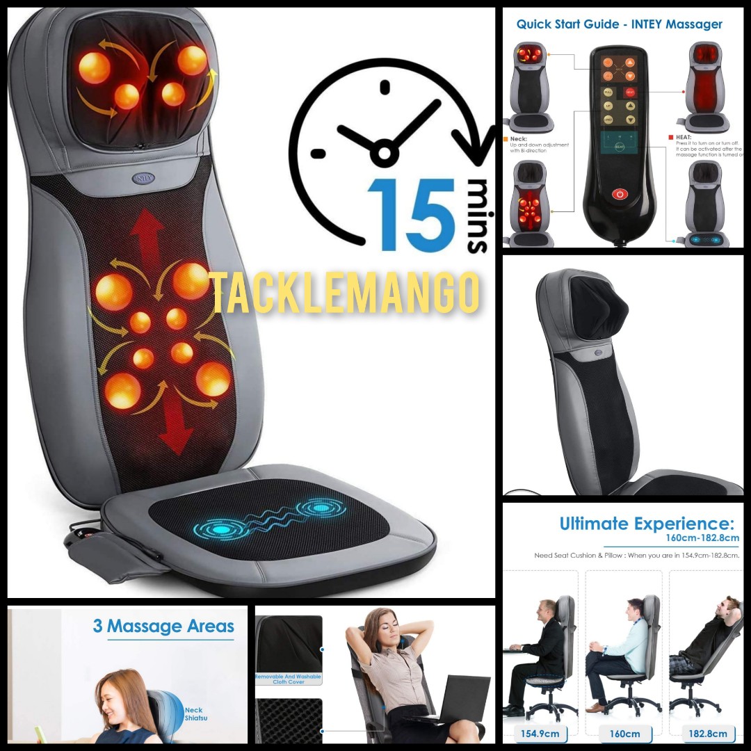 INTEY Shiatsu Massage Chair Pad Acupressure therapy Back