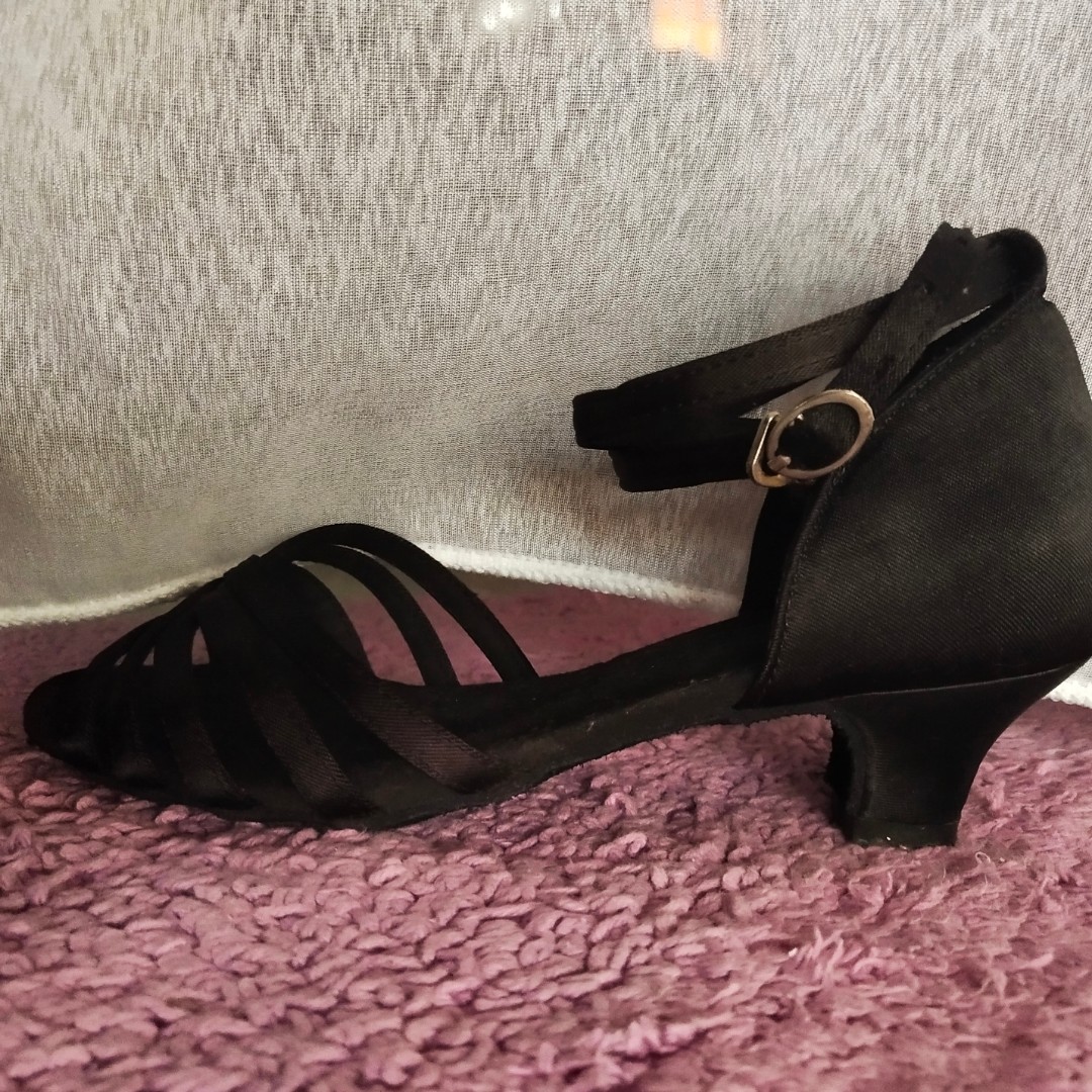 Latin Ballroom Dance Shoes For Girls High Heels Black Shoes