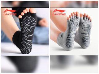 Li-ning half toe grip socks toesox aerial yoga pilates barre anti skid grip trampoline cotton