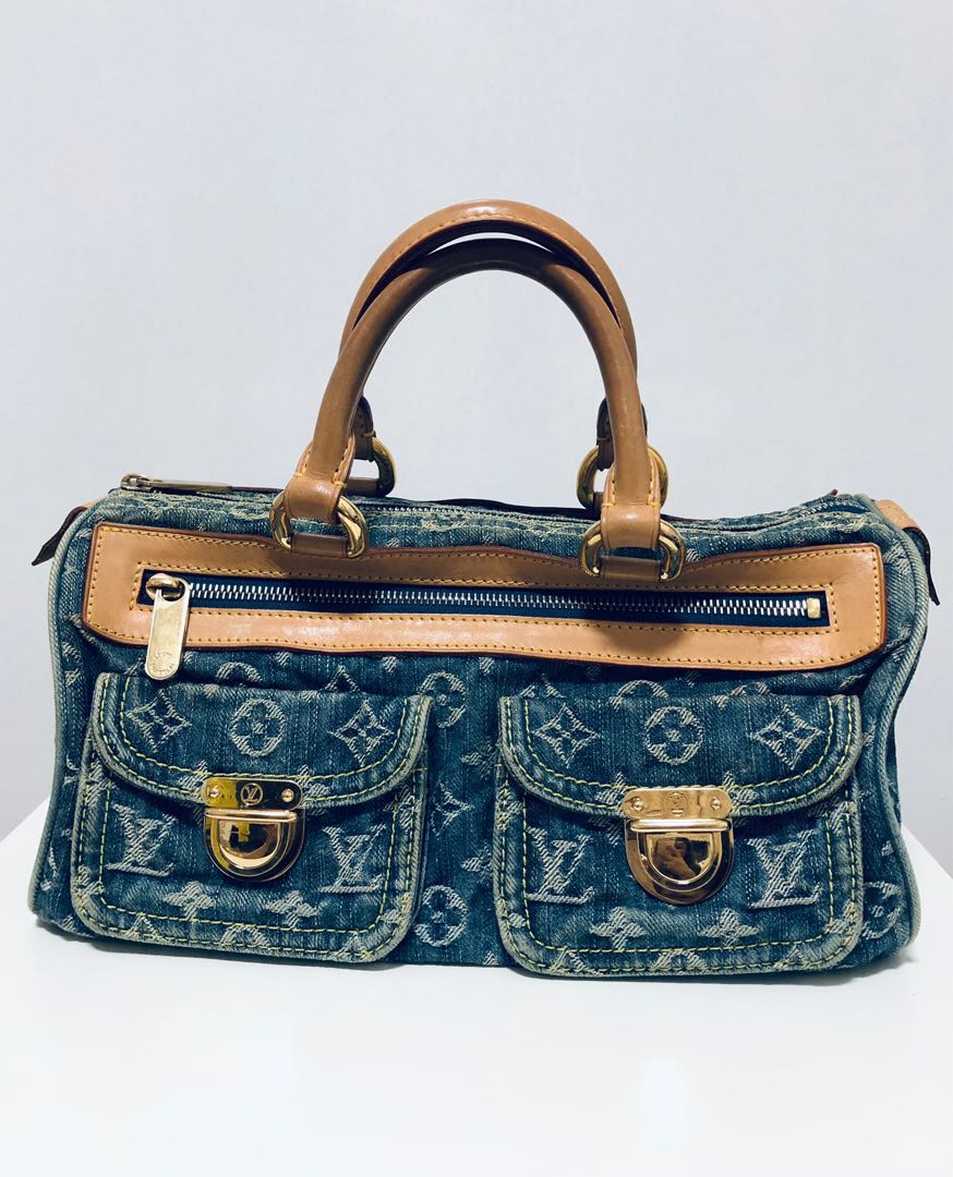 Lot - Louis Vuitton Denim Patchwork Speedy 30 Handbag H.- 8 1/2 in., W.- 12  1/2 in.