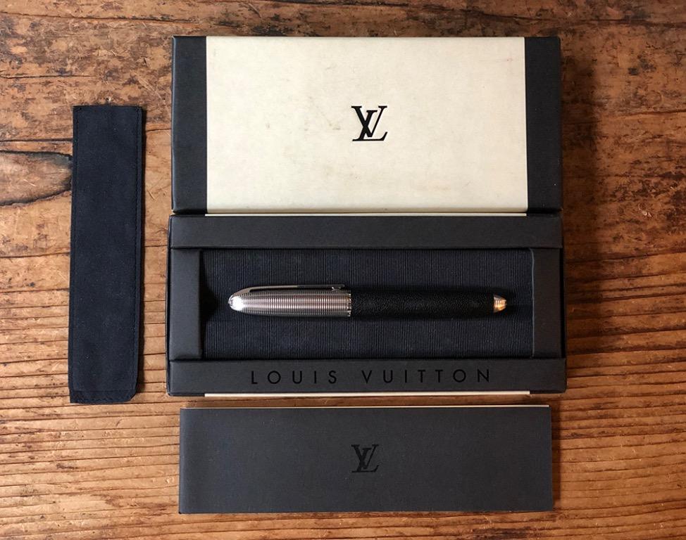 Louis Vuitton Doc Cuir Black Leather and Gold Plated Rollerball Pen (MINT)