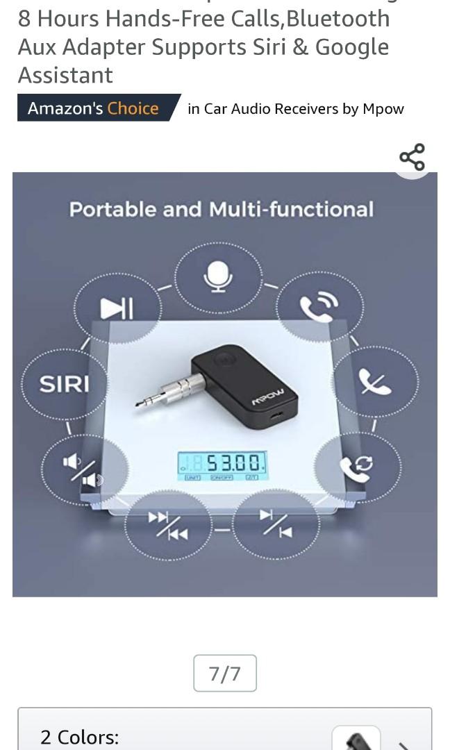 Mpow 044 Bluetooth Receiver 5.0 for Car Stereo, Bluetooth Car Adapter for  10 Hours Non-Stop Music Streaming or 8 Hours Hands-Free Calls,Bluetooth Aux
