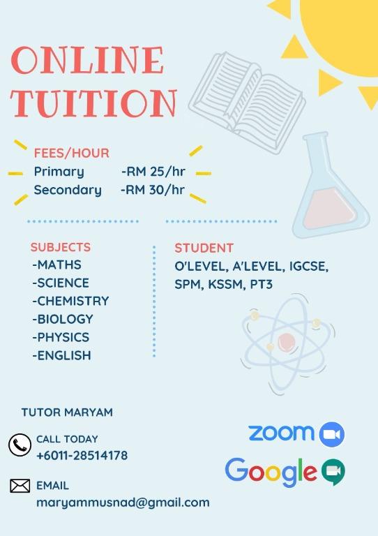 Online Tuition For Math English Science Physics Chemistry Biology Services Tuition On Carousell