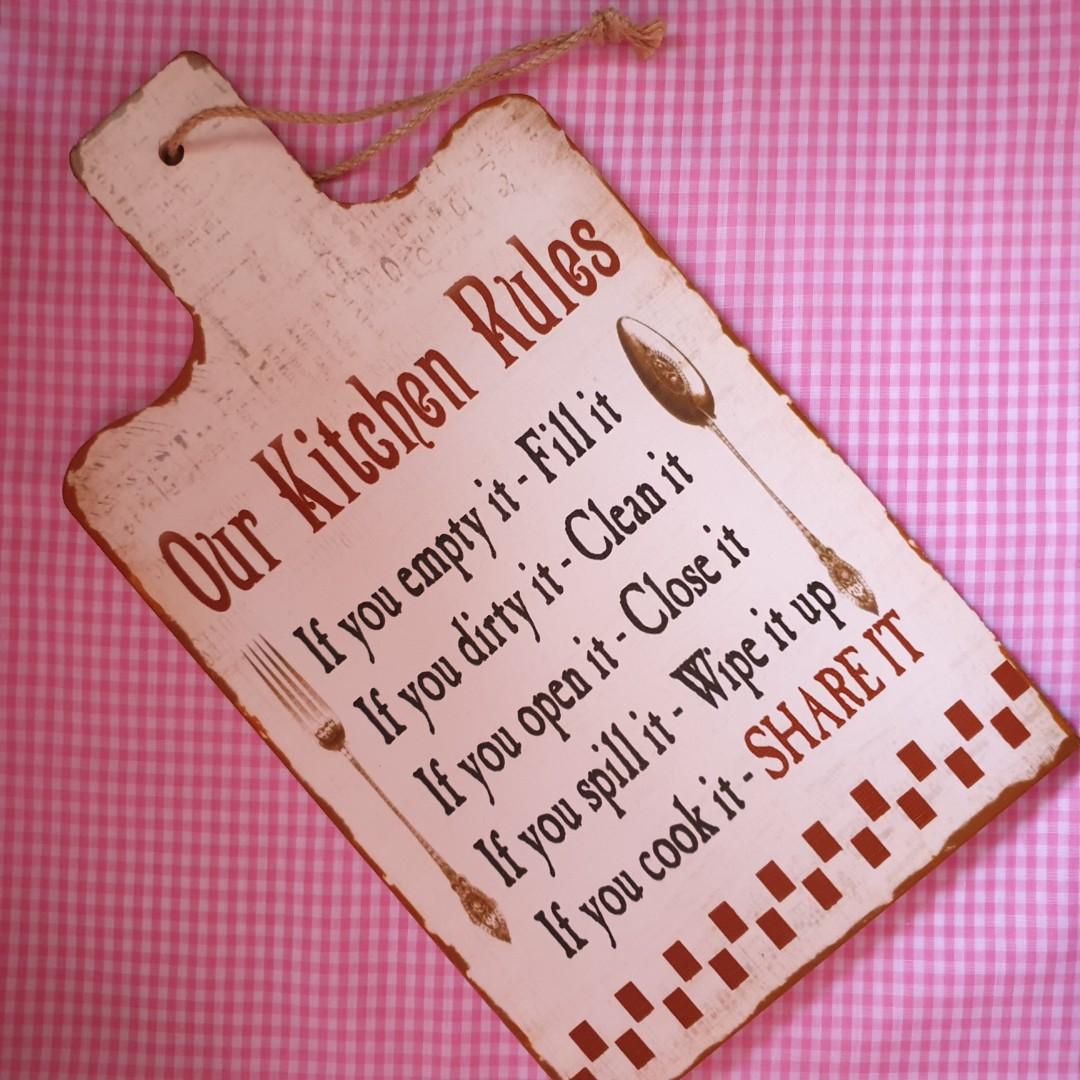 our kitchen rules vintage rustic wood wall decor hanging signage home ...