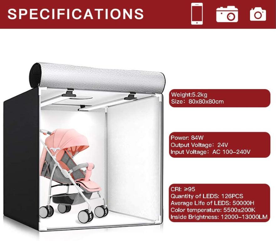 Photo Box, SAMTIAN Photo Light Box 32x32x32 Inches 126 LED Light Photo