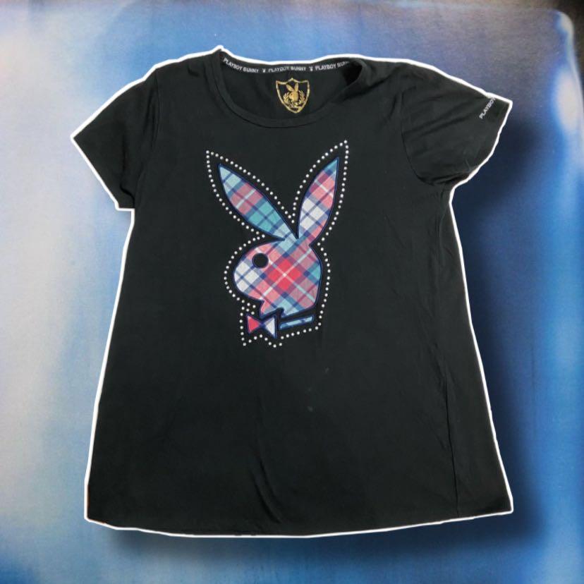 Playboy plaid rhinestone shirt y2k indie Women s Fashion Tops Longsleeves on Carousell