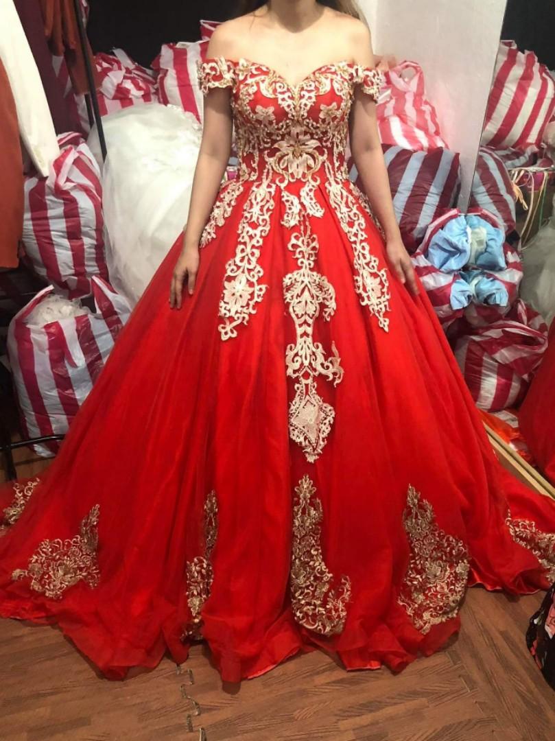 Premium red ball gown perfect for debut sta cruzan and pictorial