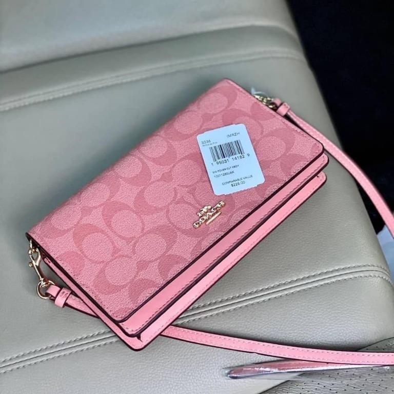 PREORDER COACH ANNA FOLDOVER CROSSBODY CLUTCH IN SIGNATURE CANVAS 3036