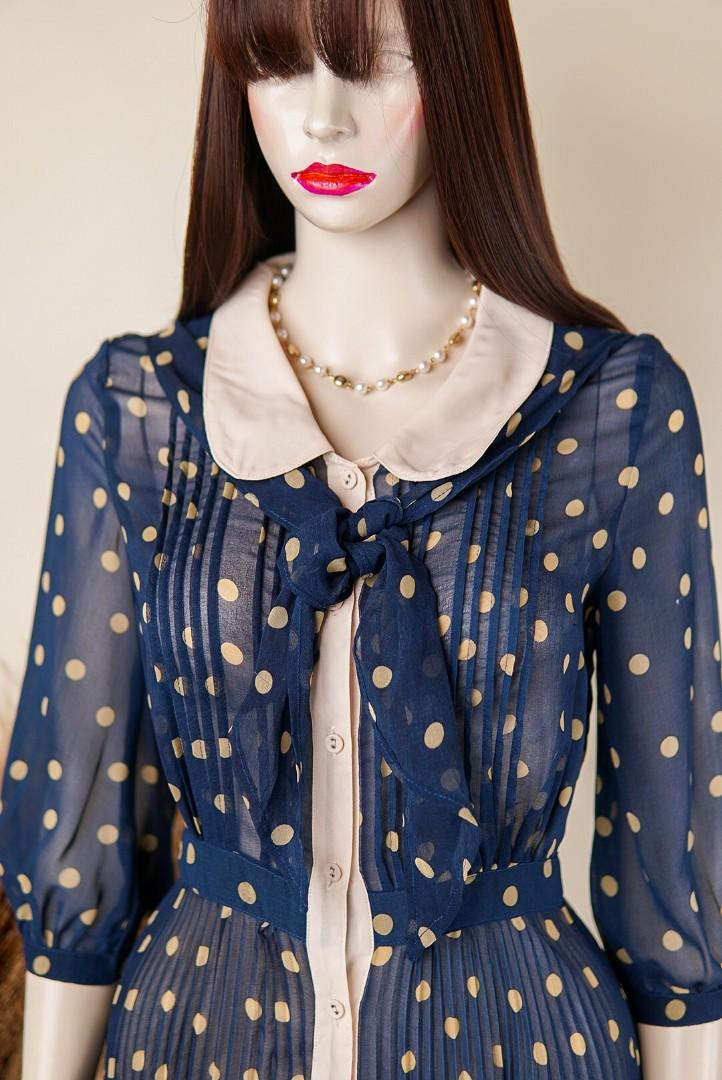 Silk sheer dress very pretty (Category: Dresses) located in Quezon City. Submitted by angeloflight (Listing ID 1083304490, Image 2). Description: Code: si47 Price: 249 Size: m Bust: 38 Waist: 28 Length: 33 Polkadots blue dress. Need inner when you wear it 🌸 🍭screenshot mined items 🍭 accessories, belts, ribbons not included ⭐ What you see is what you get. Color may vary depending on lighting resources. Preloved/thrifted so manage your expectati