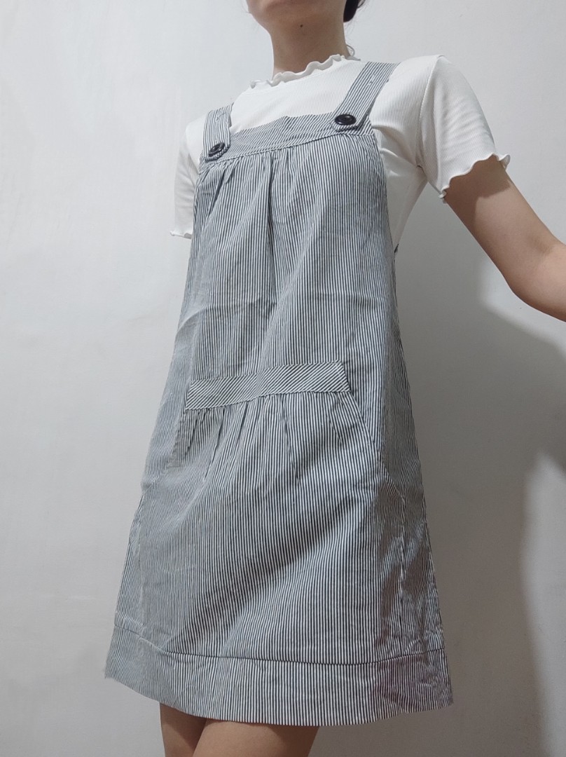 striped pinafore dress
