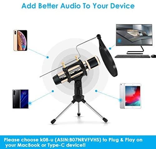 ZealSound Condenser Broadcast Microphone w/Stand Built-in Sound Card Echo Recording Karaoke Singing for Phone Computer PC Garageband Smule Live Stream & YouTube Studio Recording Microphone 