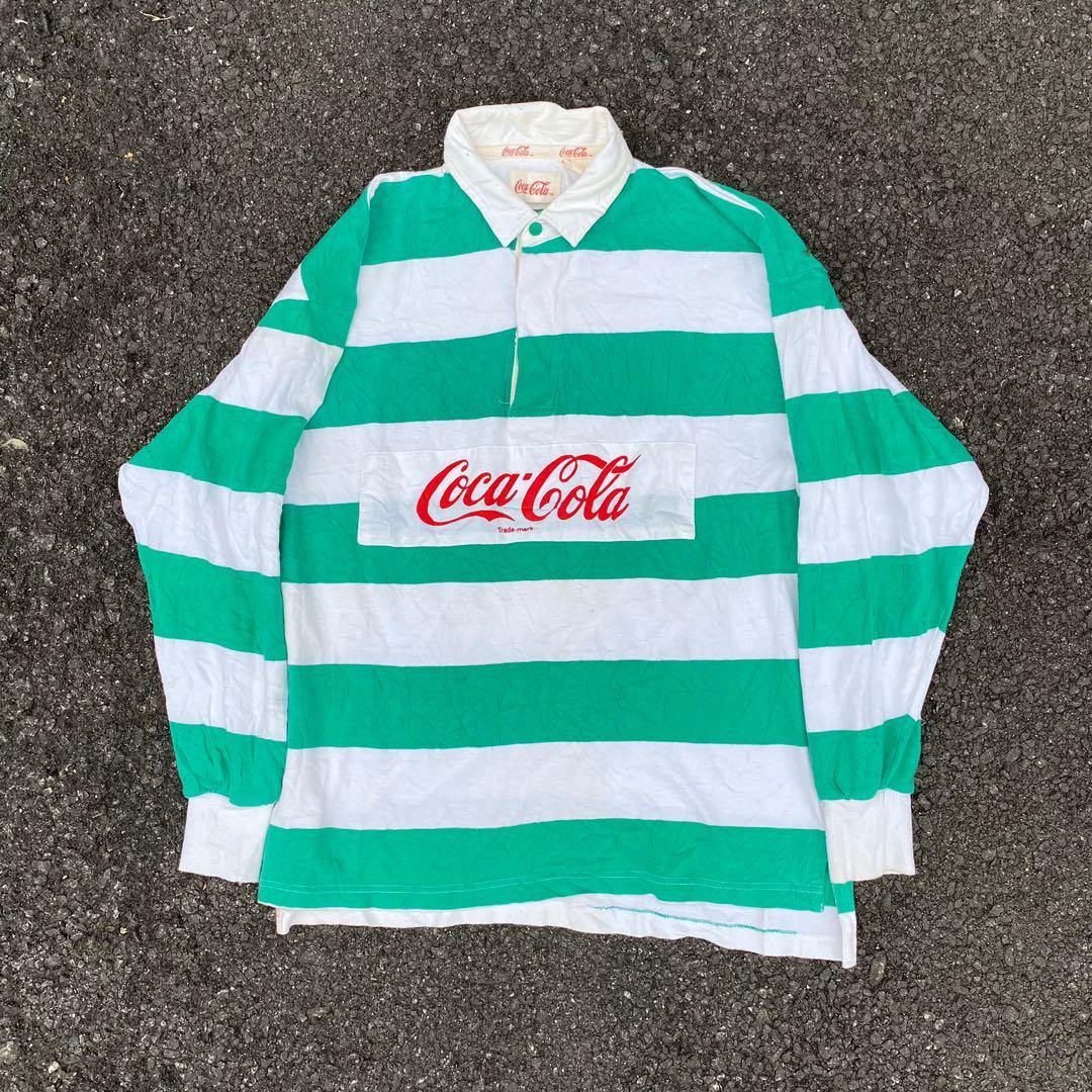 Vintage Coca Cola Longsleeve Polo Rugby Shirt Vtg Coke Men s