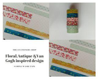 Washi tape sample/ Floral, Antique and Van gogh inspired design A