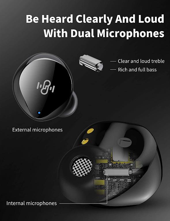 Wireless Headphones Boltune Wireless Earbuds Immersive Bass Sound Bluetooth Headphones in Ear IPX8 Waterproof Wireless Earphones Touch Control 36 Hrs with USB C Charging for Running Fitness Audio Head...
