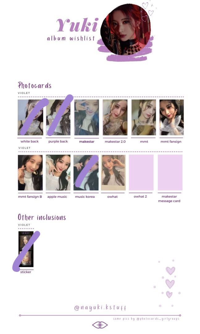 WTB/LF Purple Kiss Yuki POB Pre order Bonus or Fansign Photocards