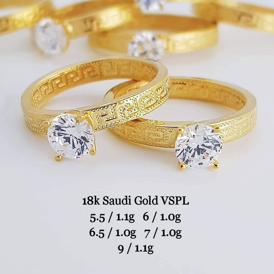 18K Saudi Gold Fendi Engagement Ring Women s Fashion Jewelry